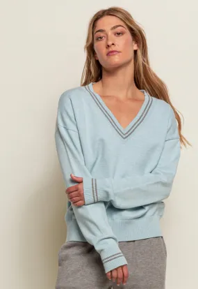 Red Haute - V-Neck Sweater Grey Blue