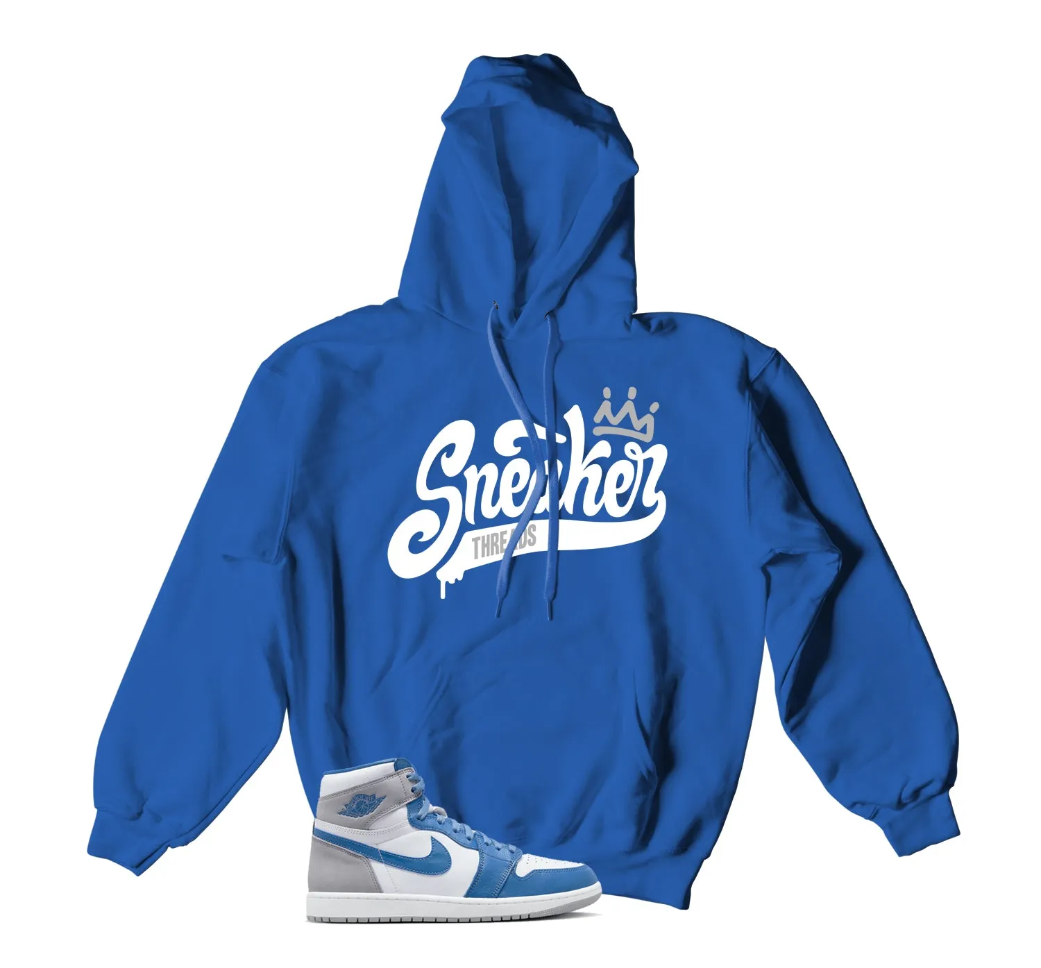 Retro 1 True Blue Hoody - St Logo Crown - Blue