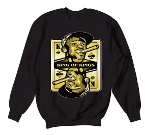 Retro 13 Gold Glitter Sweater - King Of Kings - Black