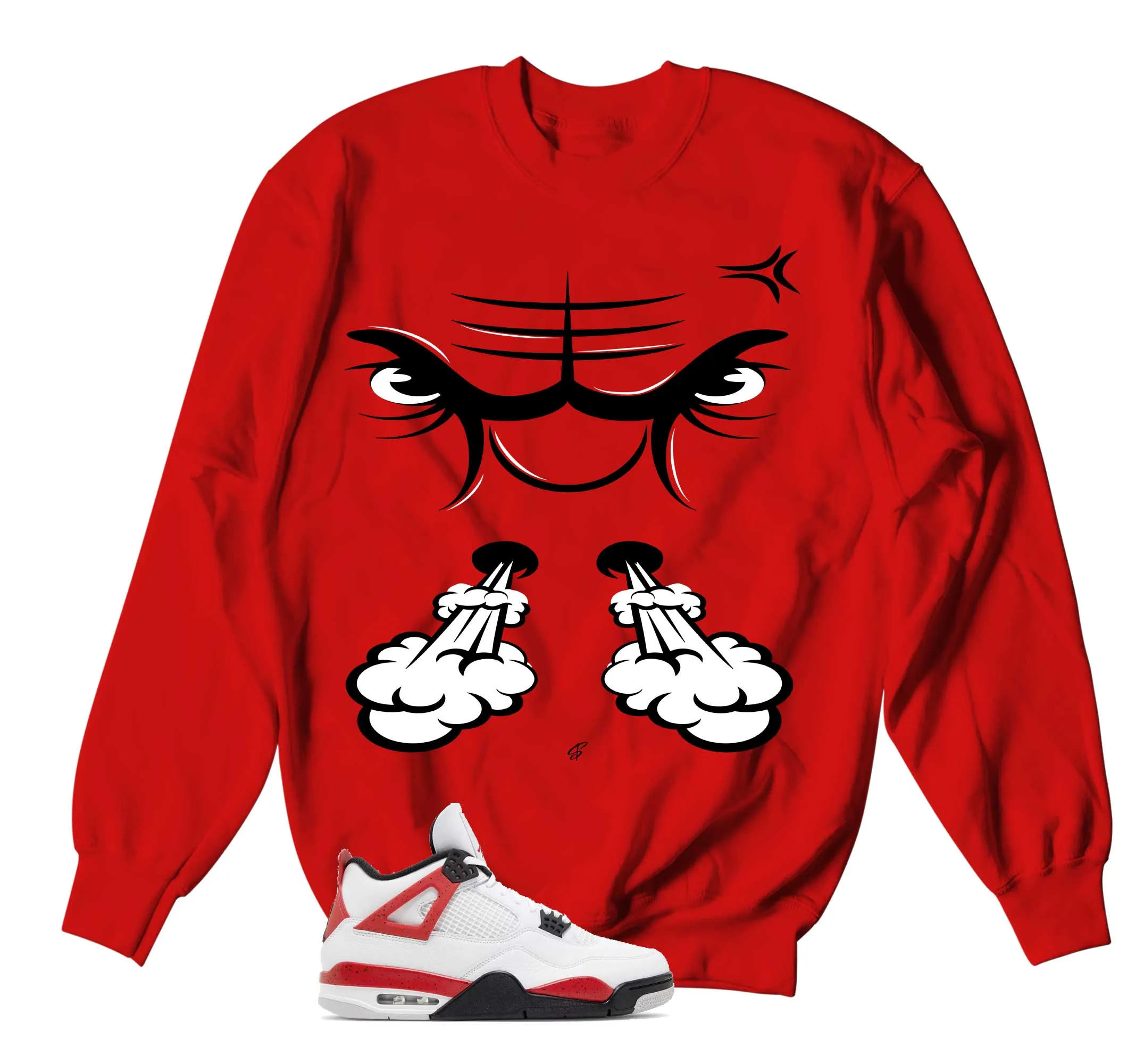 Retro 4 Red Cement Raging Face Sweater