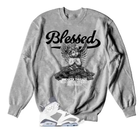 Retro 6 Cool Grey Sweater - Blessed Angel - Heather Grey