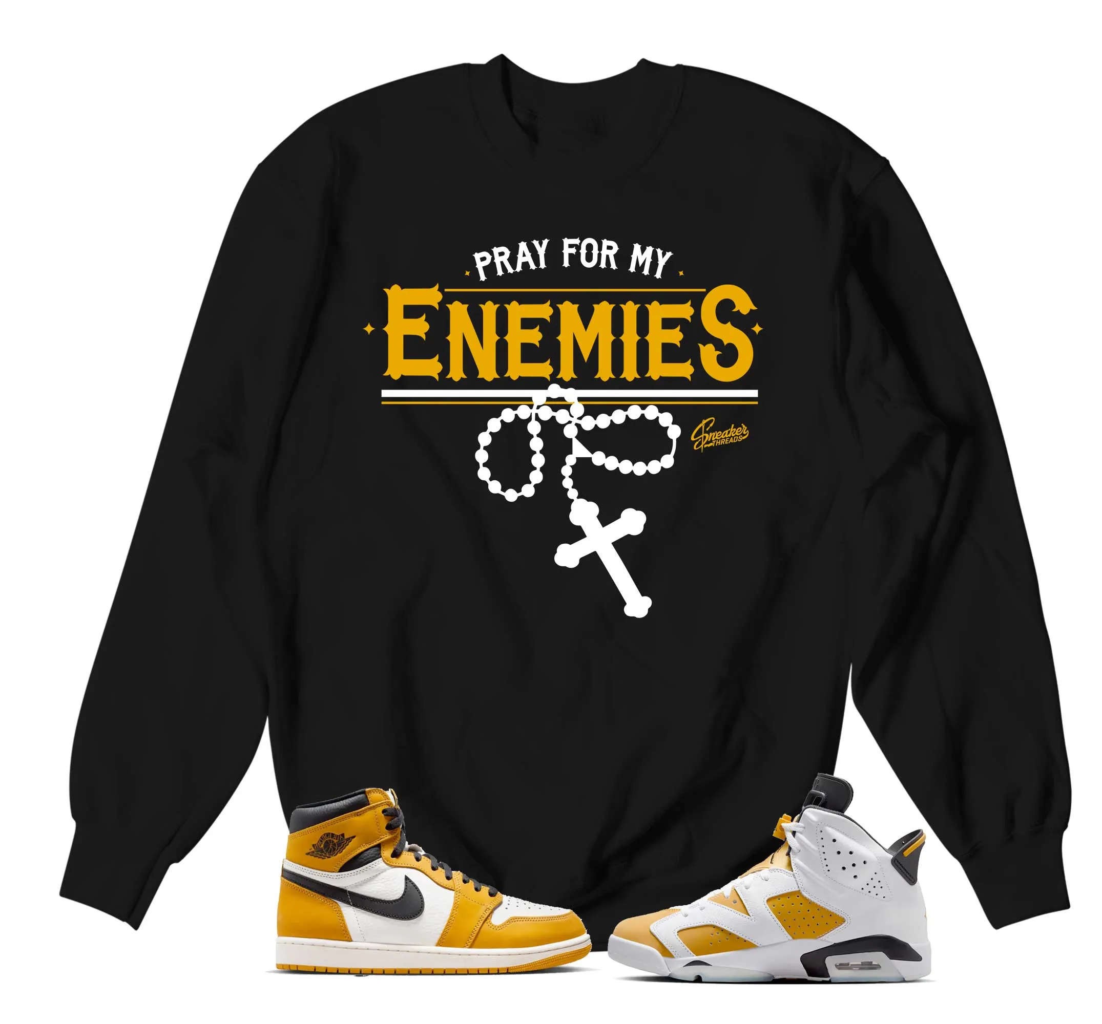 Retro 6 Yellow Ochre Sweater - Enemies - Black