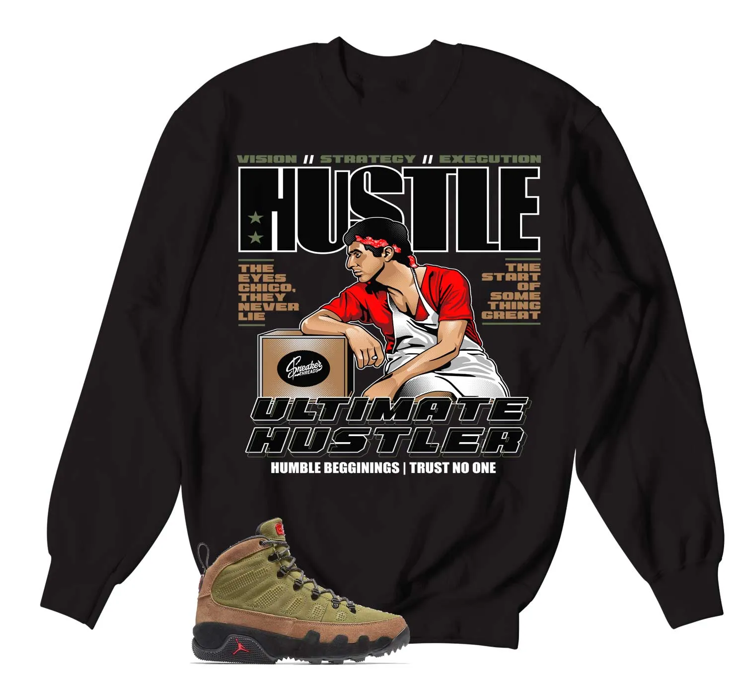 Retro 9 Beef And Broccoli Sweater - Ultimate Hustler - Black