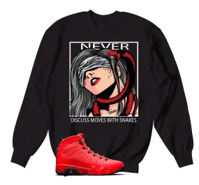 Retro 9 Chile Red Sweater - Never Discuss - Black