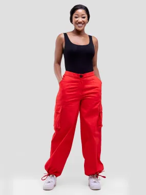 Safari Anga Drawstring Cargo Pants - Red