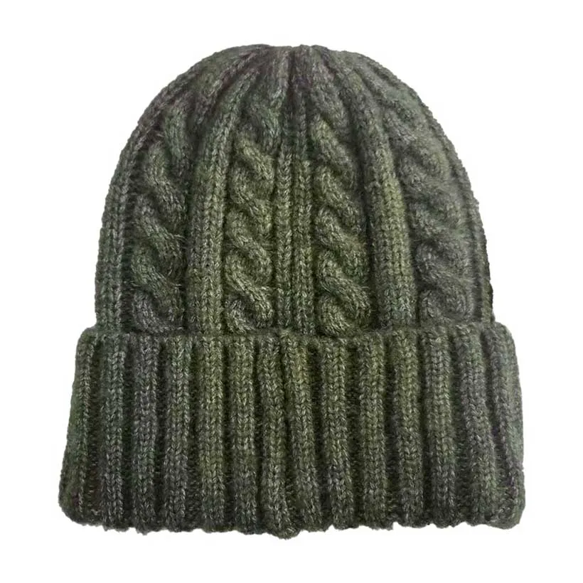 Solid Cable Knit Beanie Hat