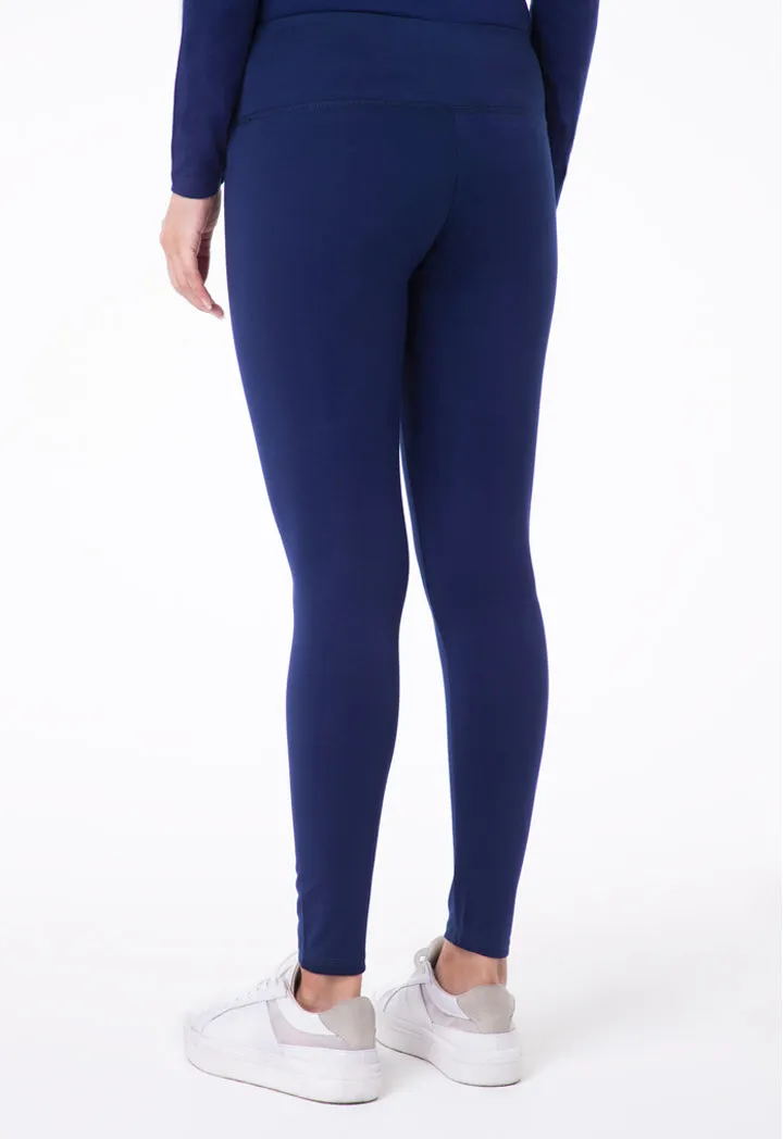 Solid Mid Waist Legging Pants