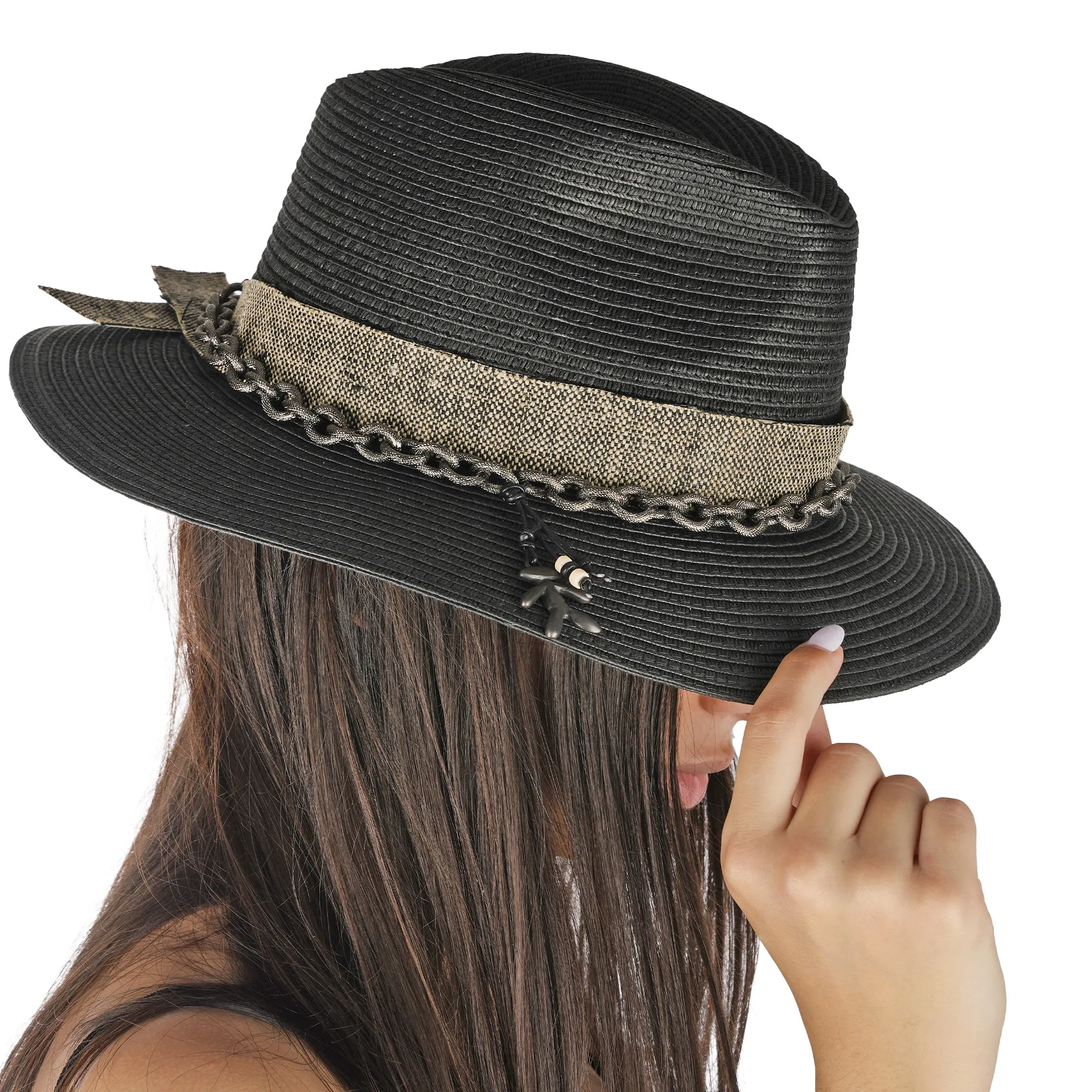 Spring Hat Natural Cellulose Black