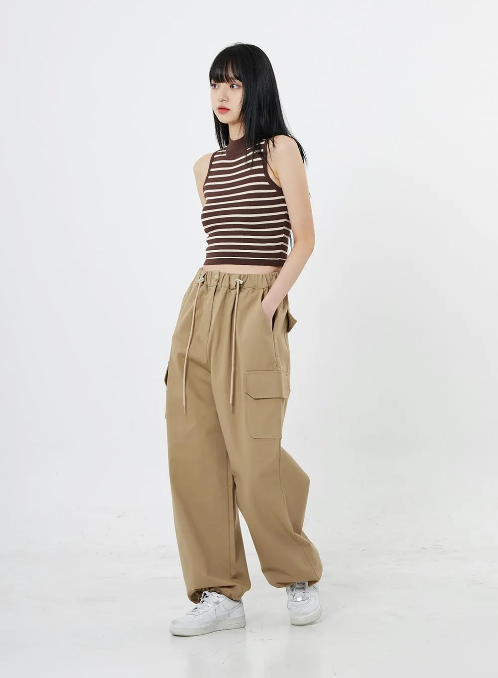 String Wide Cargo Pants OO17