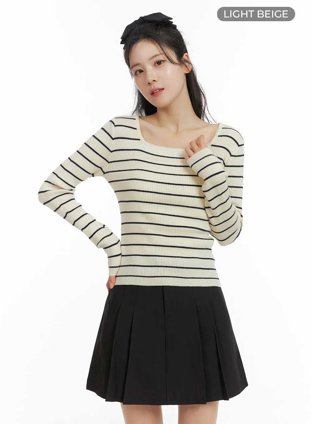 Stripe Square Neck Sweater OM419